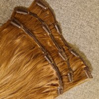 Естествена коса ЛУКС кафяв цвят 70 см, плътен косъм, снимка 2 - Аксесоари за коса - 41804531