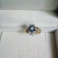 18k. златен пръстен с диаманти и сапфири, снимка 18 - Пръстени - 40624952