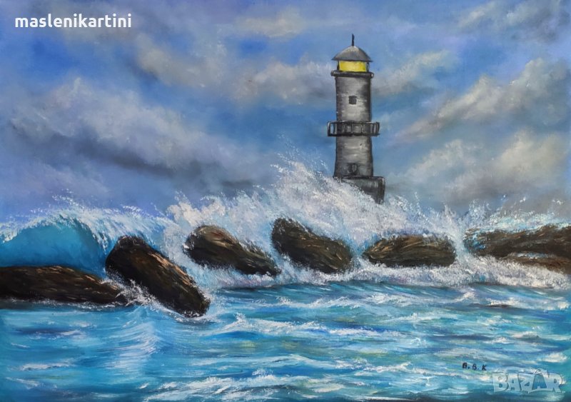 Море и фар маслена картина, снимка 1