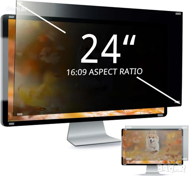 EliWhale филтър за екран за поверителност, 24-инчов 16:9 (531 мм x 299 мм), снимка 1