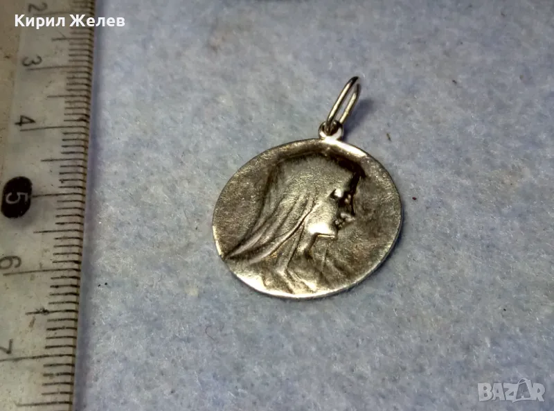 Старинна КАТОЛИЧЕСКА СРЕБЪРНА ИКОНКА МЕДАЛЬОН СРЕБРО ВИСОКА ПРОБА ХУДОЖЕСТВЕНА РЪЧНА ИЗРАБОТКА 44315, снимка 1