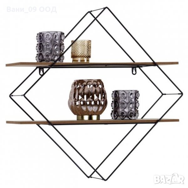 Ромбоидна етажерка за стена-МДФ и метал, снимка 1