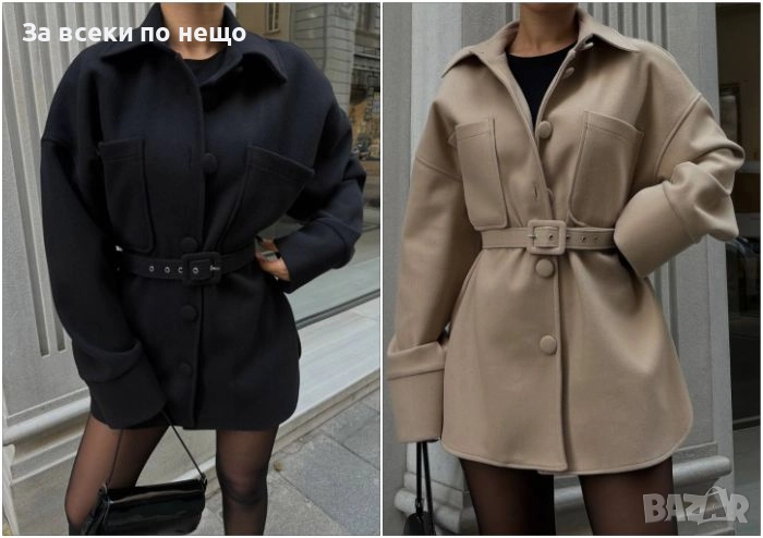 Black Weekend💯✅🖤Дамско Палто С Коланче - 2 Цвята Код A1178, снимка 1