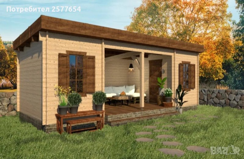 Сглобяеми дървени преместваеми къщи масив 33м2 - дървени бунгала масив, снимка 1