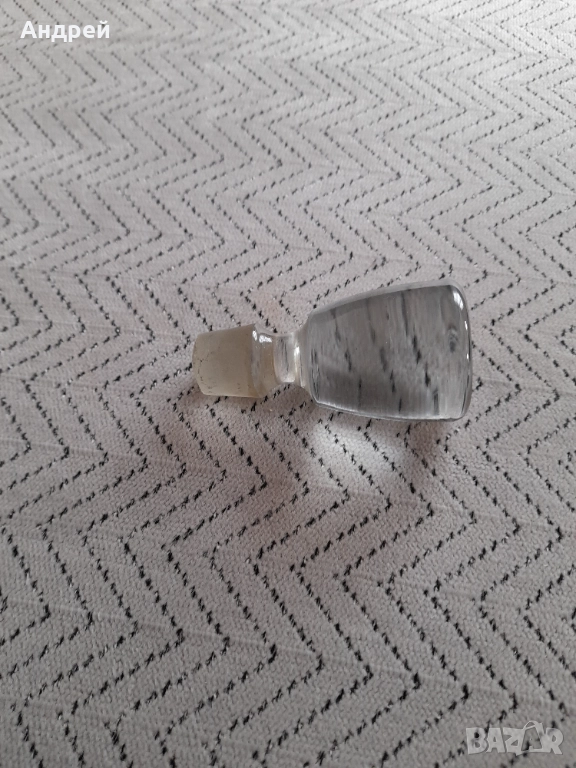 Стара стъклена запушалка,тапа за гарафа, снимка 1