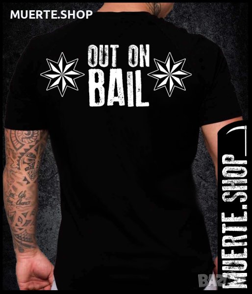 Черна тениска с щампа OUT ON BAIL, снимка 1