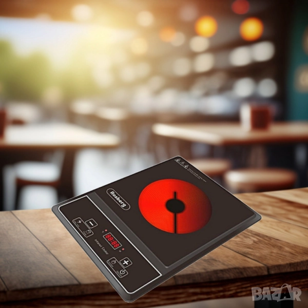 Котлон Rosberg R51445O, 2000W, Кристална плоча с инфрачервен нагревател, 26х26см., LED екран, снимка 1