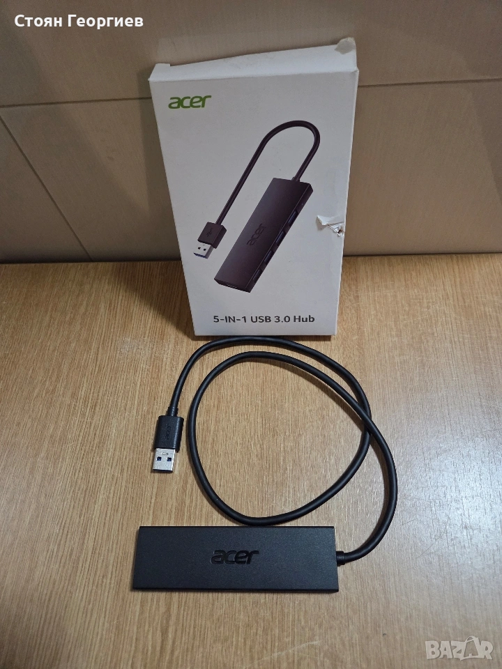 Acer 5-в-1 USB 3.0 хъб. Тип: USB 3.0 хъб Брой портове: 5-в-1 , снимка 1