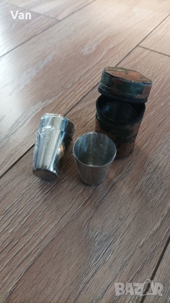 Метални туристически чашки 4бр + калъфче, снимка 1