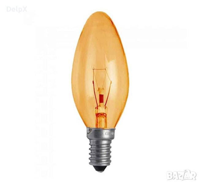 Лампа свещ, оранжева, цокъл E14, 220V, 40W, снимка 1