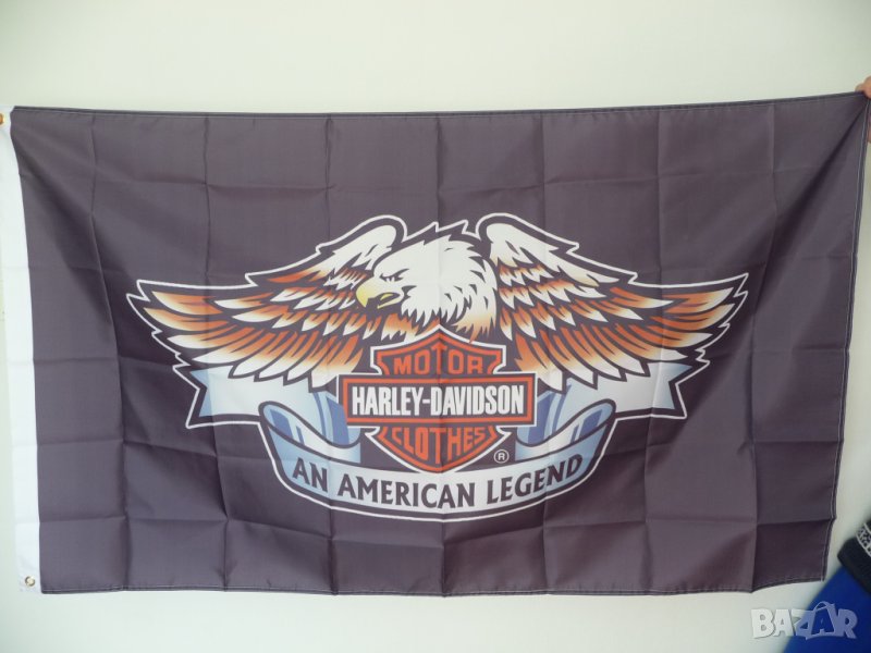 Harley Davidson знаме флаг мотор мотори Харли Дейвидсън орел Американска легенда, снимка 1