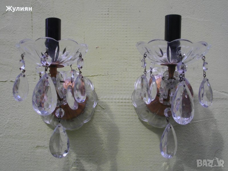 СТАРИ КРИСТАЛНИ ЛАМПИ ЗА СТЕНА АПЛИЦИ АПЛИК, снимка 1