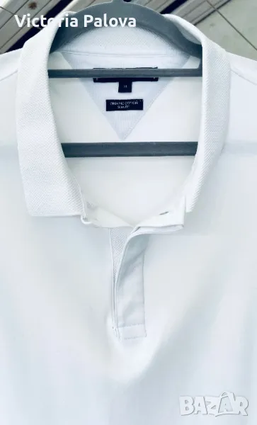 Бяла блуза/тениска поло яка TOMMY HILFIGER органик памук, снимка 1
