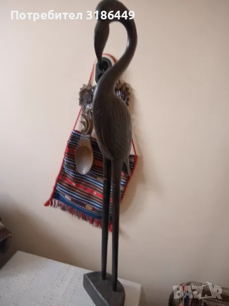 дървена статуетка фламинго, снимка 1