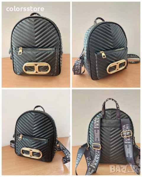 Луксозна Черна раница  Elizabetta Franchi  код SG114Q, снимка 1