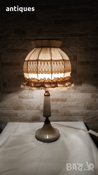 Голяма стара мраморна лампа - нощна лампа - 1970 година, снимка 1