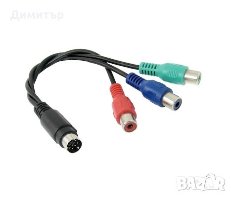 Кабел S-Video 5Pin към 3RCA RGB, за видео карта, компютър, лаптоп, снимка 1