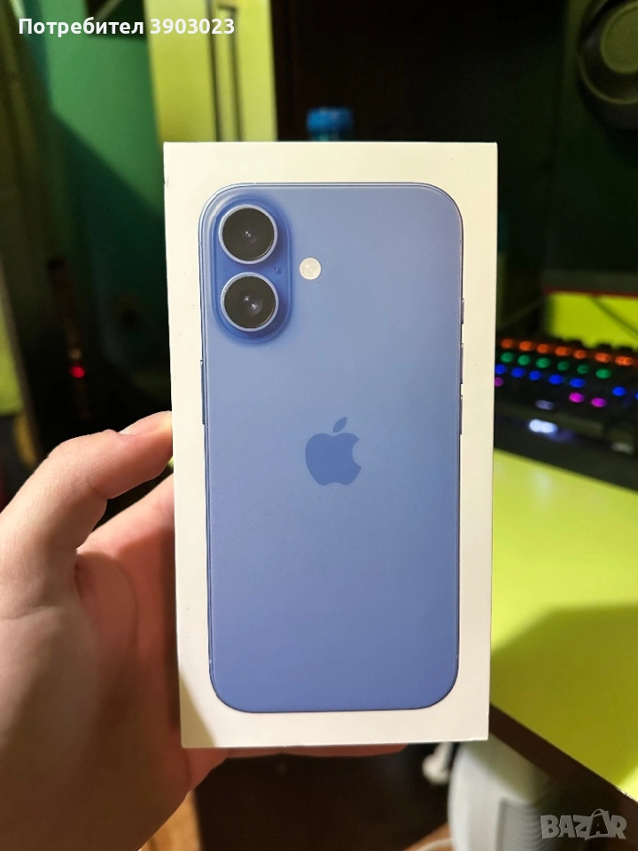 ЧИСТО НОВ iPhone 16 128GB Ultramarine НЕРАЗПЕЧАТАН!, снимка 1