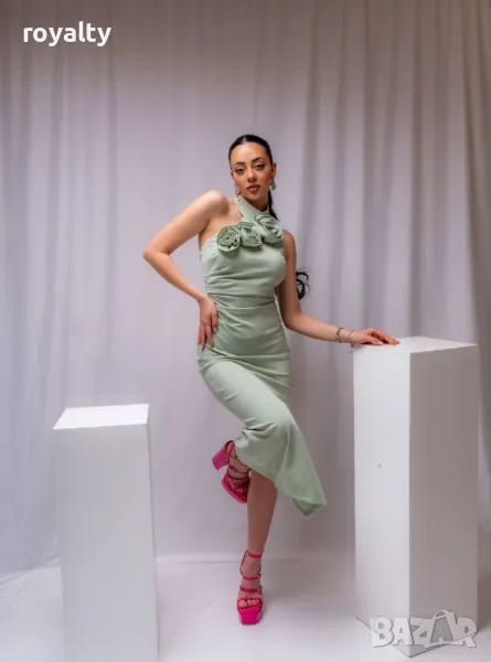 Елегантна зелена дамска рокля , снимка 1