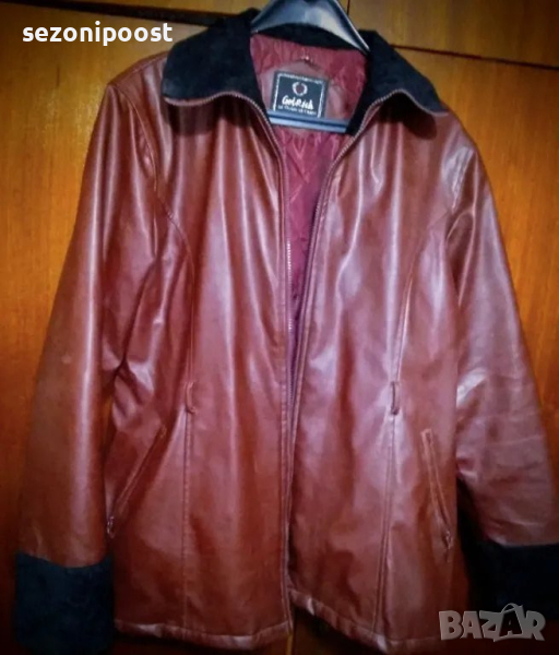 ☔Дамско топло кожено яке за работа с подплата-Л,ХЛ☔, снимка 1