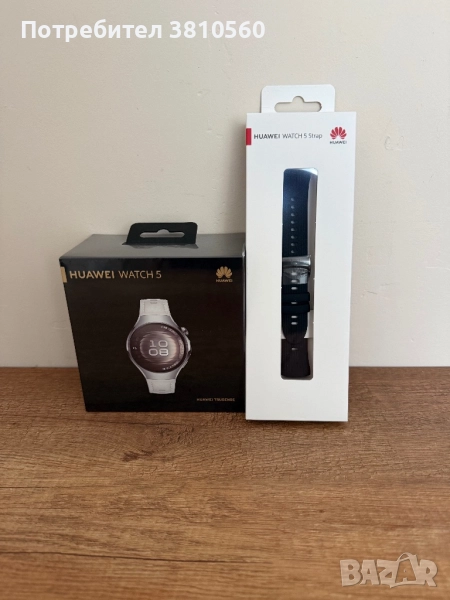 Huawei Watch 5 LTE 42mm White + Подарък оригинална черна верижка, снимка 1