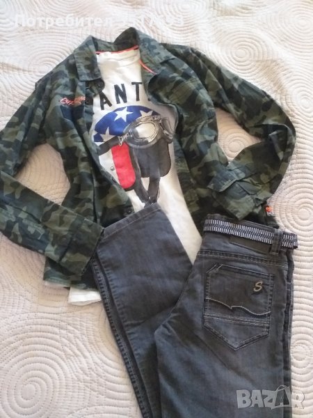 Лот дънки , риза , блуза , колан Zara 140 , снимка 1