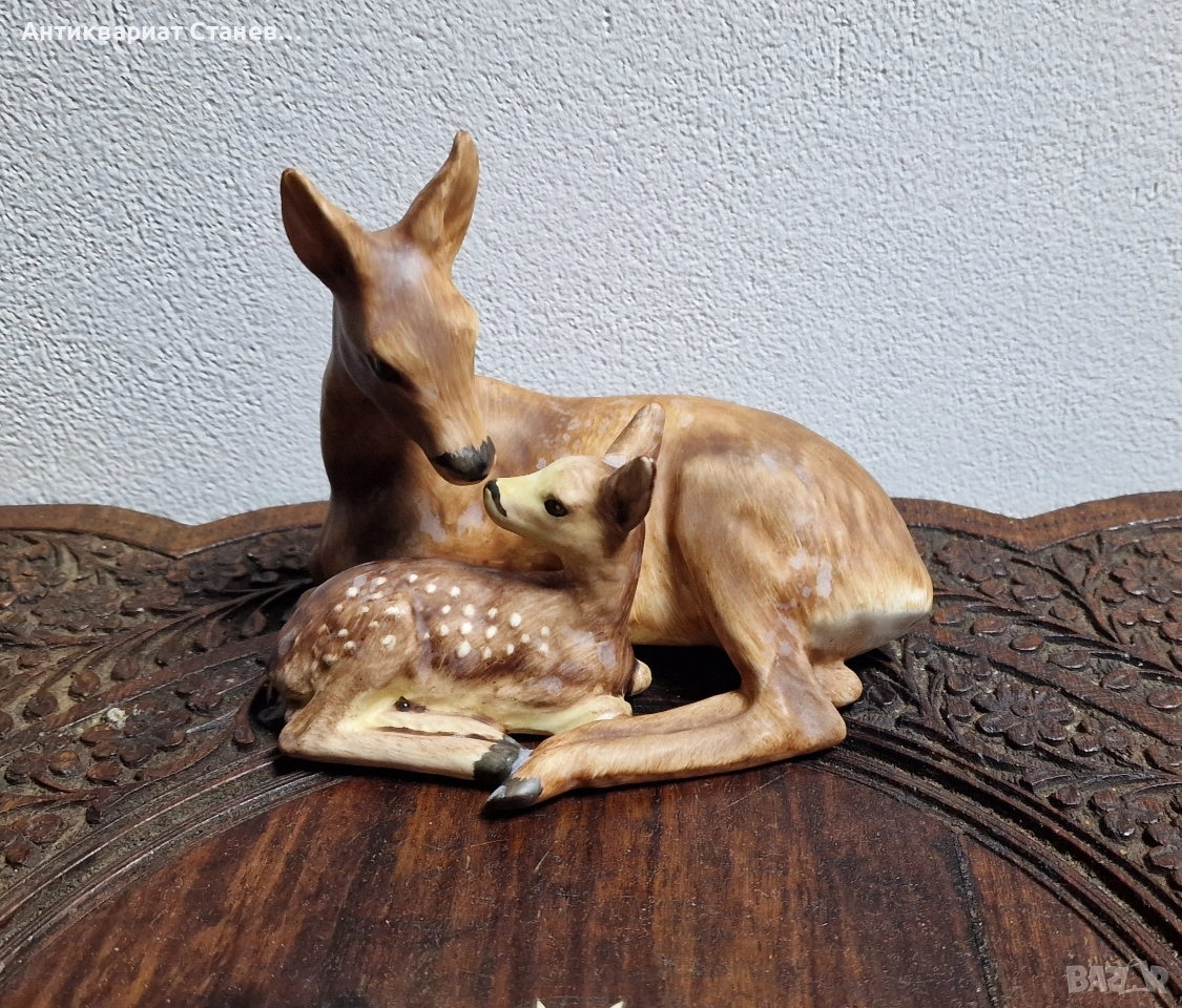 🦌 Порцеланова фигура „Сърна с малко“ – Goebel, W. Germany , снимка 1