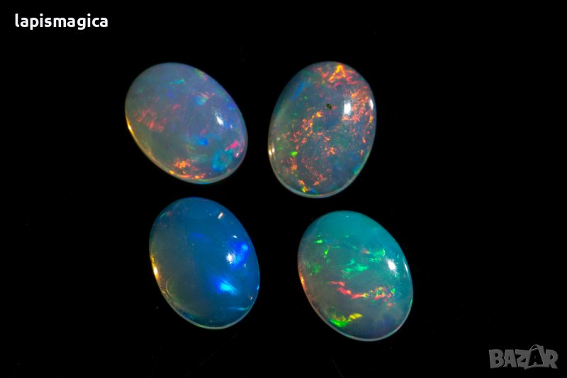 4 броя етиопски опал 3.30ct 8x6mm овални кабошони, снимка 1