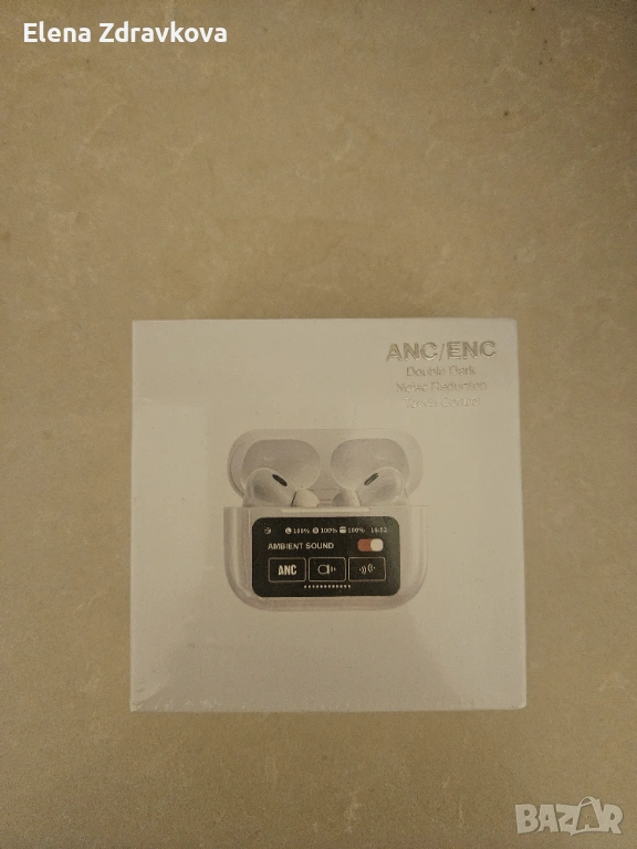 Bluetooth слушалки с ANC/ENC + тъч контрол + кейс с дисплей, снимка 1