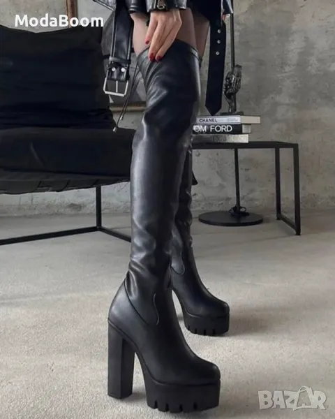 Чизми на ток - Кожа, снимка 1