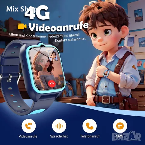 Нов Детски смарт часовник, GPS, може да се постави SIM карта, часовник с 4G видео разговори, снимка 2 - Друга електроника - 55999123
