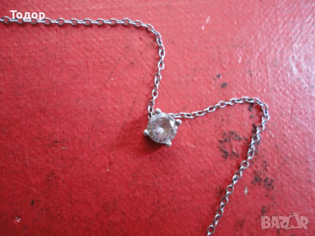 Сребърно колие верижка с камък 5 , снимка 7 - Колиета, медальони, синджири - 53305389