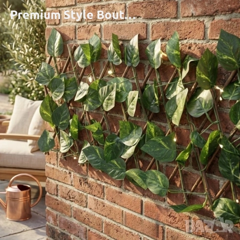 Разтегателна декоративна решетка с изкуствени листа, 290x60 см – Реалистичен параван за балкон, снимка 7 - Декорация за дома - 53827938