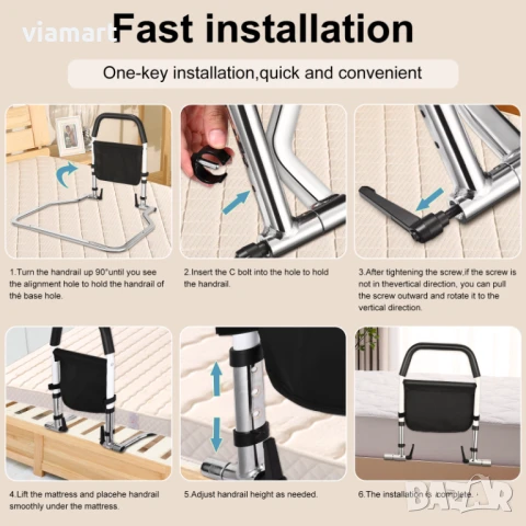 Помощна дръжка за изправяне от леглото - регулируема, стабилна, удобна, снимка 4 - Други - 50526374