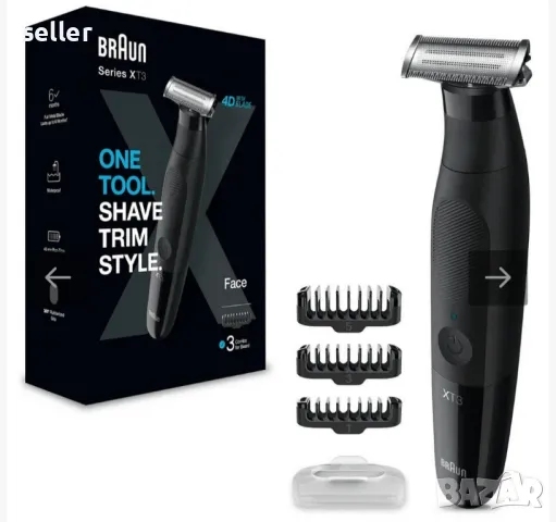 Тример за брада и самобръсначка Braun XT3100, 3 гребена