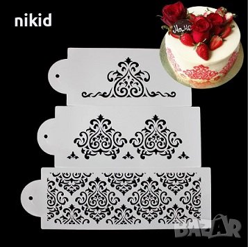 3 вида размери мотиви шаблони стенсили шаблон спрей торта украса кекс декорация стенсил, снимка 2 - Други - 16685053