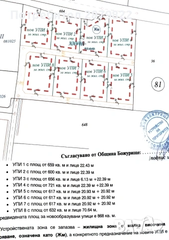 Продава се урегулиран поземлен имот с площ 656 м2, с. Храбърско, общ. Божурище
