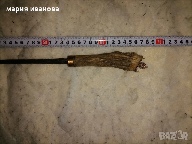 Старо ковано острие шиш шпага с дръжка от рог с тайник и корона, снимка 2 - Антикварни и старинни предмети - 53301078