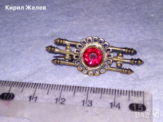 СТАРИННА СКЪПОЦЕННА ПОСРЕБРЕНА АЖУРНА РЕТРО БРОШКА с ЮВЕЛИРНО РЪЧНО ФАСЕТИРАН КАМЪК ГРАНАТ 38599, снимка 13 - Антикварни и старинни предмети - 41623042