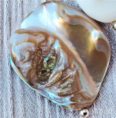 Висулки от седеф с инкрустирани кристалчета, снимка 9 - Колиета, медальони, синджири - 39321140