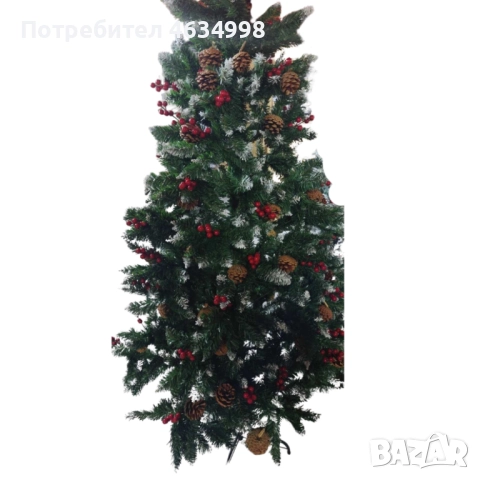 Изкуствена елха Luxury Diamond с червен глог и шишарки, снимка 5 - Декорация за дома - 52205091