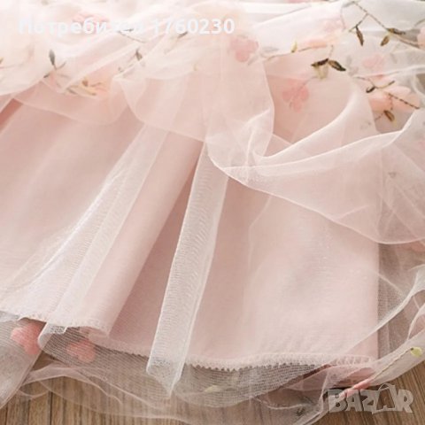  Ефирна детска рокля с бродерия, 3D цветчета и тюл, снимка 5 - Детски рокли и поли - 41981710