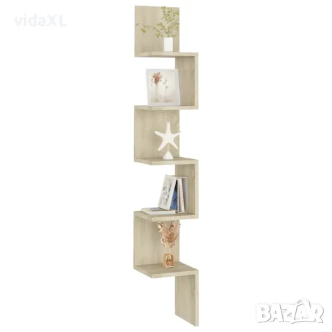 vidaXL Стенен ъглов рафт, дъб сонома, 20x20x127,5 см, инженерно дърво, снимка 7 - Ракли - 56147778