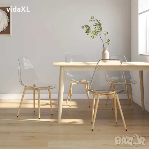vidaXL Трапезни столове, 4 бр, прозрачни, PET, снимка 2 - Столове - 56147084