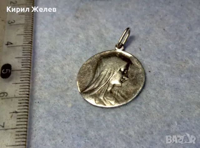 Старинна КАТОЛИЧЕСКА СРЕБЪРНА ИКОНКА МЕДАЛЬОН СРЕБРО ВИСОКА ПРОБА ХУДОЖЕСТВЕНА РЪЧНА ИЗРАБОТКА 44315