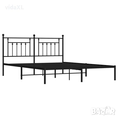 vidaXL Метална рамка за легло с горна табла, черна, 160x200 см, снимка 3 - Спални и легла - 56147298