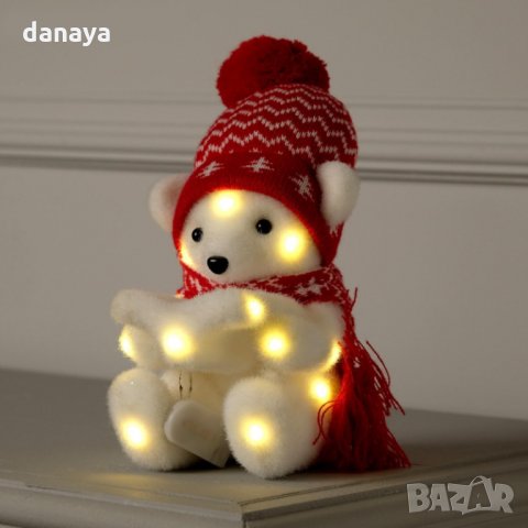 2506 Светеща коледна играчка Мече с книга, 18х10х10 см, снимка 3 - Декорация за дома - 34539377