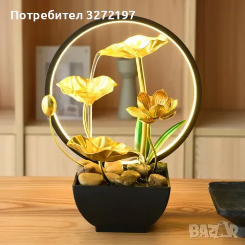 USB 3-степенен релаксиращ настолен,водопад-фонтан,LED пръстеновидна светлина за декорация., снимка 8 - Декорация за дома - 49749695