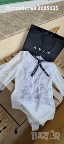 НОВО Бяло боди риза с панделка AVIN, снимка 6 - Корсети, бюстиета, топове - 43601695
