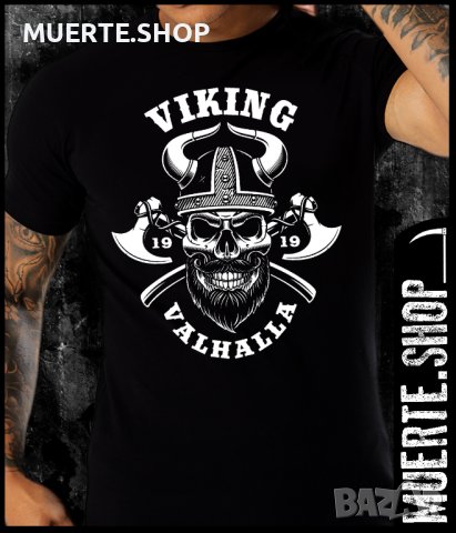 Черна тениска с щампа VIKING VALHALLA